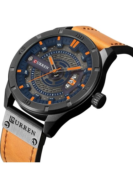 Cagarny 6833 Moda Kuvars Üç Iğneler Spor Bilek Izle Erkekler Için Deri Bantlı Kahverengi (Yurt Dışından) modelleri