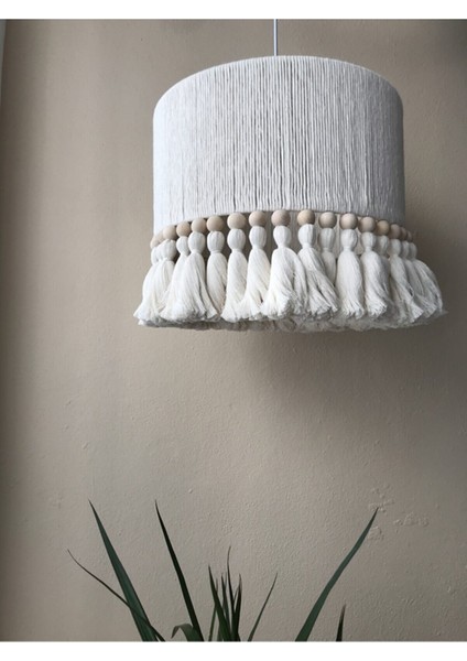 Boncuk ve Püskül Detaylı Makrome Avize