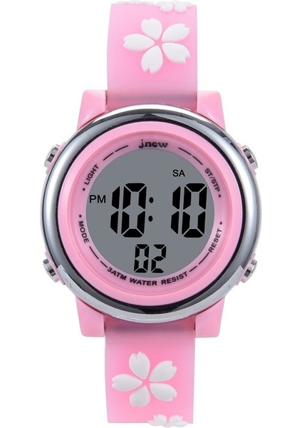 A380-86195 Çocuklar Için Suya Dayanıklı LED Elektronik Saat Pembe (Yurt Dışından)