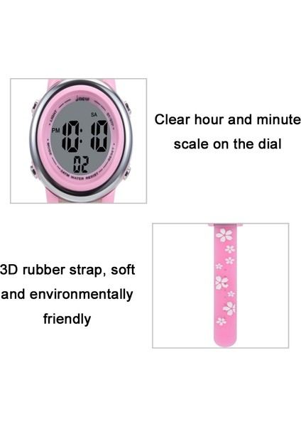 A380-86195 Çocuklar Için Suya Dayanıklı LED Elektronik Saat Pembe (Yurt Dışından) fiyatları