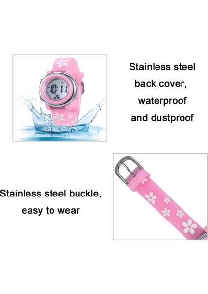 A380-86195 Çocuklar Için Suya Dayanıklı LED Elektronik Saat Pembe (Yurt Dışından) modelleri