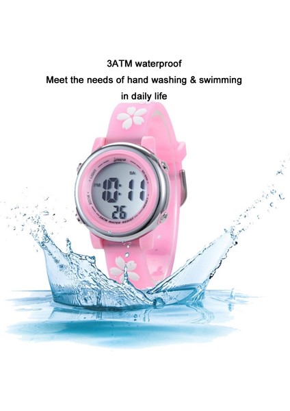 A380-86195 Çocuklar Için Suya Dayanıklı LED Elektronik Saat Pembe (Yurt Dışından) fırsatları