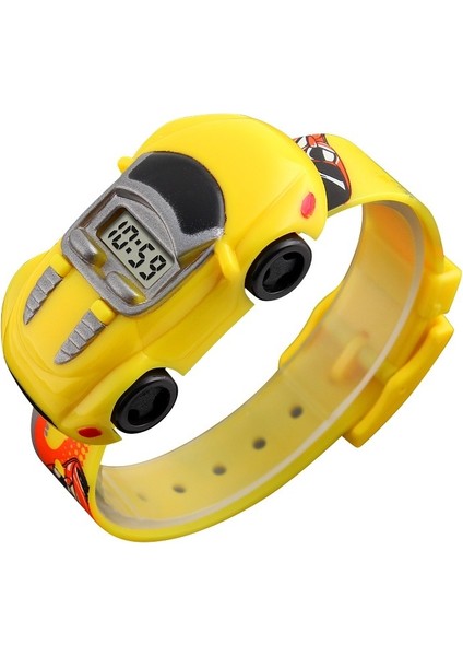 1241 Karikatür Araba Çocuk Dijital Saati Sarı (Yurt Dışından)
