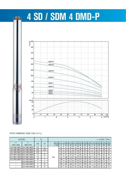 4sd4/40 5,5 Hp (380V) Dalgıç Pompa fiyatları