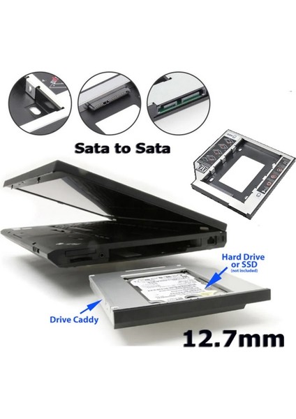 CD DVD Yuvası Için 12.7 mm Sata HDD SSD Kızak Kutusu