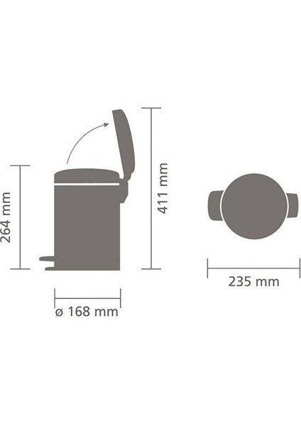 Bra 112126 Beyaz Pedallı Çöp Kova 3l