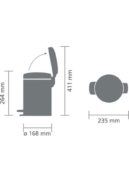 Bra 113222 Inox Pedallı Çöp Kova 3l