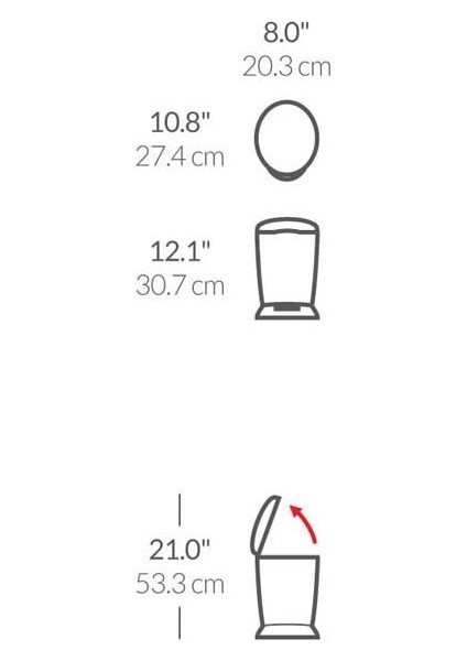 (#) CW1318- Flo Çöp Kovası Plastik 6 Lt Beyaz