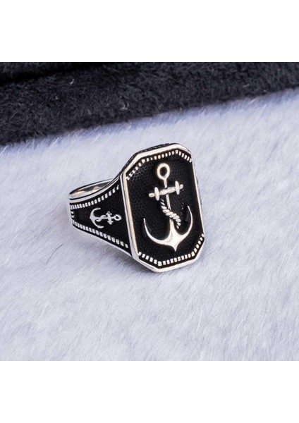 925 Ayar Gümüş Çapa Motifli Denizci Model Taşsız Erkek Yüzük fırsatları