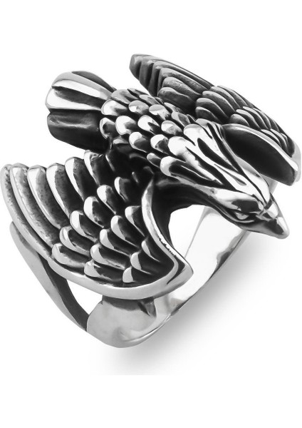 925 Ayar Gümüş Kanatlı Kartal Motifli Taşsız Erkek Yüzük modelleri