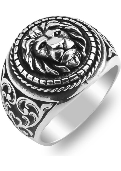 925 Ayar Gümüş Aslan Motifli Taşsız Erkek Yüzük modelleri