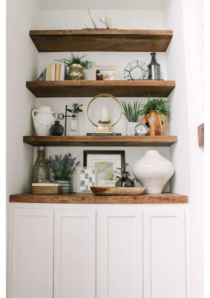 3'lü Ahşap Duvar Rafı 40 mm 60X20