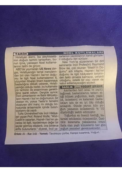 19 Aralık 2001 Takvim Yaprağı - Nostalji Koleksiyonluk Takvim Yaprağı B