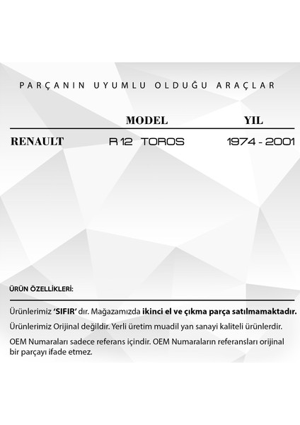 Renault 12 Toros Için Dış Kapı Kolu 4'lü Set