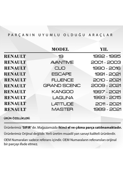 Renault 19, Clio, Scenic, Fluence Için Radyatör Depo Kapağı