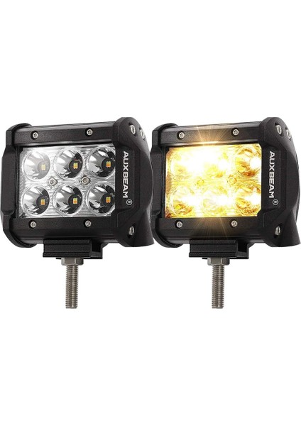 Off Road Motosiklet LED 2'li 18W Çift Sıra 12 LED 10 cm Beyaz Turuncu fırsatları