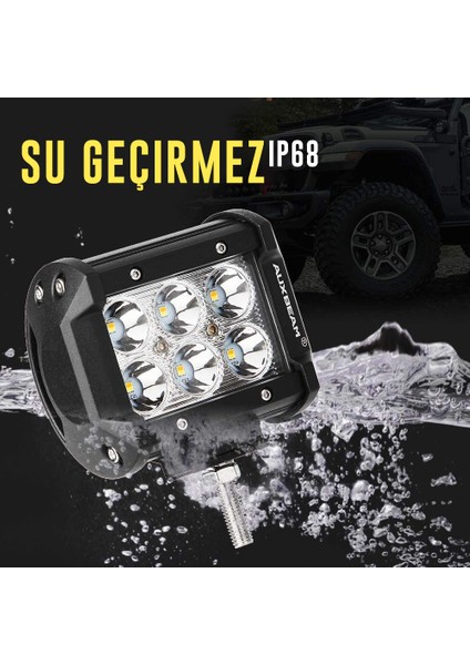 Off Road Motosiklet LED 2'li 18W Çift Sıra 12 LED 10 cm Beyaz Turuncu indirimleri