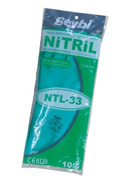 Korun Yeşil Nitril Kimyasal Eldiven 33CM 10 Beden- 12 Çift