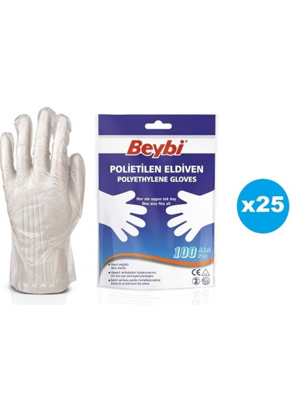 Pet (Polietilen) Şeffaf Eldiven 100 Lü Paket - 25 Paket fiyatları