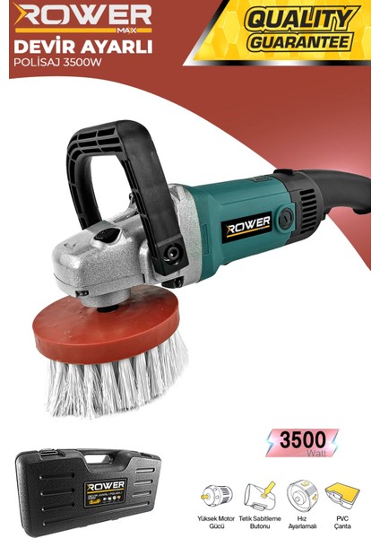 Rowermax RWRX-3002 3500 Watt Devir Ayarlı Koltuk Fırçalama ve Pasta Cila Makinası