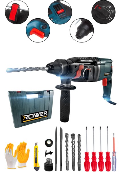 Rowermax RWRX-3003 3500 Watt Sds Plus Kırıcı Delici Matkap 28 mm 2.2 Juel