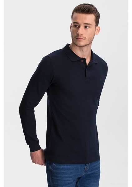 Erkek %100 Pamuk Lacivert Uzun Kollu Polo Yaka Tişört fiyatları