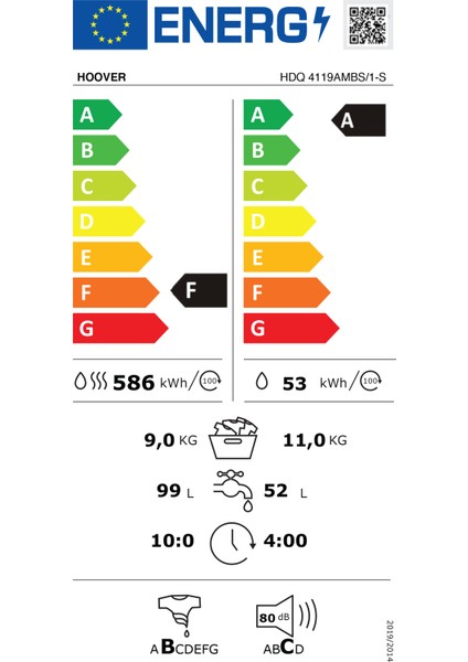 HDQ 4119AMBS/1-S 11 kg Yıkama 9 kg Kurutma Wi-Fi + Bluetooth Bağlantılı 1400 Devir Kurutmalı Çamaşır Makinesi