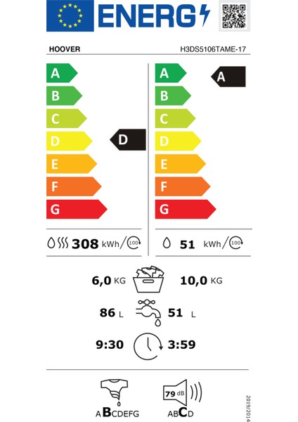 H3DS 5106TAME-17 10 kg Yıkama 6 kg Kurutma NFC Bağlantılı 1500 Devir Kurutmalı Çamaşır Makinesi