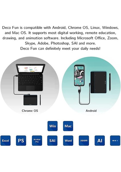 Deco Fun Xs Mavi Grafik Tablet Android Mac Linux Windows Chrome Os indirimleri