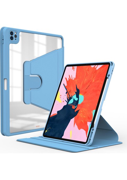 iPad Pro 12.9 4. Nesil 2020 Uyumlu Kılıf 360° Dönebilen Kalem Bölmeli Standlı Akıllı Kapak Premium