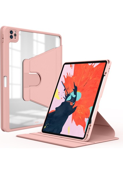 iPad Pro 12.9 4. Nesil 2020 Uyumlu Kılıf 360° Dönebilen Kalem Bölmeli Standlı Akıllı Kapak Premium