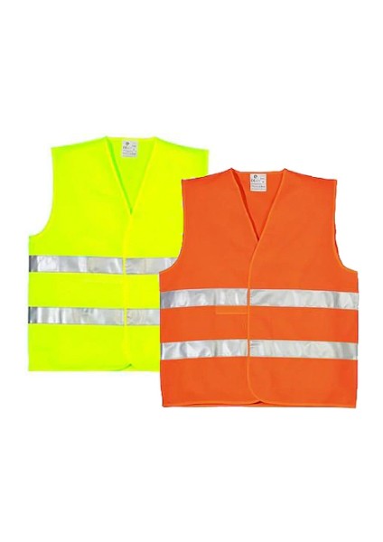 Ikaz Yeleği 5 cm Çift Reflektörlü Turuncu Ikaz Yeleği 10 Adet