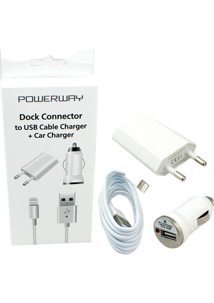 IPHONE 5 3lü Set (220V Başlık+Çakmaklık+Kablo)