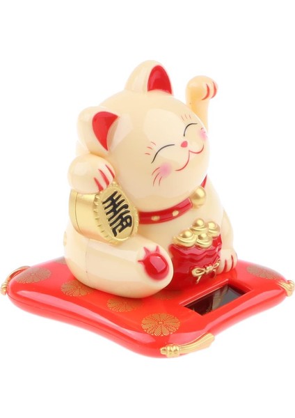 Güneş Enerjili Dans Sallanan Maneki Neko Kedi Oyuncak Ev Masası Dekor - Sarı indirimleri