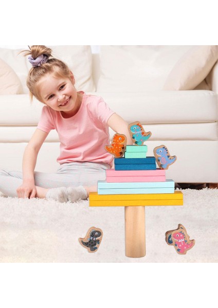 Yığma Yüksek Dinozor Dengesi Oyuncaklar Boys Kızlar Için Renk Bilişsel Öğrenme