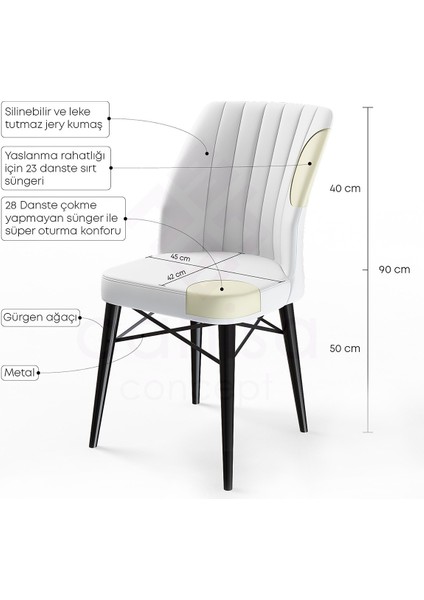 Concept Nef Serisi 70 x 114 Cm, Açılabilir Mdf Mutfak Masa Takımı, Siyah Mermer Desen Masa ve 4 Sandalye