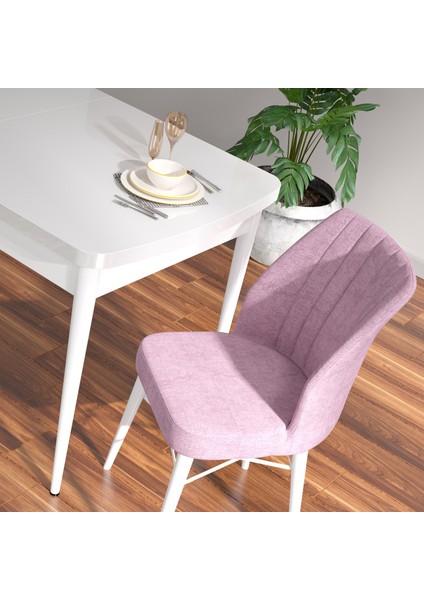 Concept Nef Serisi 70 x 114 Cm, Açılabilir Mdf Mutfak Masa Takımı, Beyaz Masa ve 4 Sandalye fırsatları