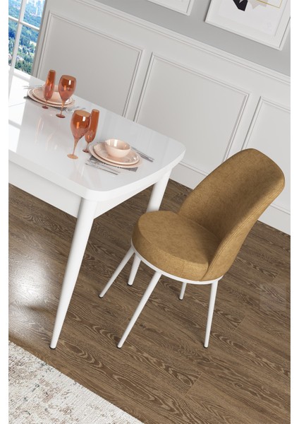 Concept Han Serisi 70 x 114 Cm, Açılabilir Mdf Mutfak Masa Takımı, Beyaz Masa ve 4 Sandalye
