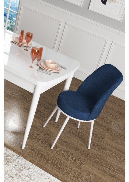 Concept Han Serisi 70 x 114 Cm, Açılabilir Mdf Mutfak Masa Takımı, Beyaz Masa ve 4 Sandalye