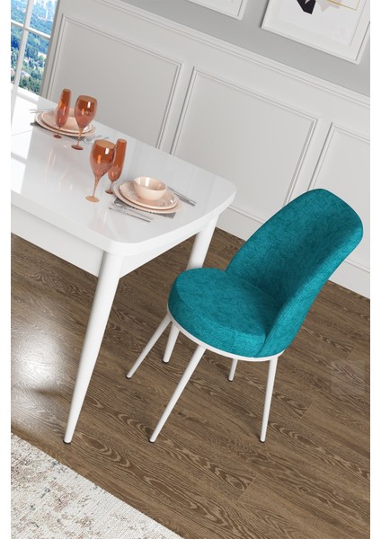 Concept Han Serisi 70 x 114 Cm, Açılabilir Mdf Mutfak Masa Takımı, Beyaz Masa ve 4 Sandalye fırsatları