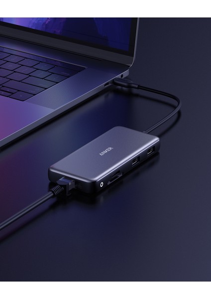 PowerExpand 555 USB C HUB 8in1 100W PowerDelivery HDMI SD Kart 10GBPS Ethernet - A8383 (Anker Türkiye Garantili)
