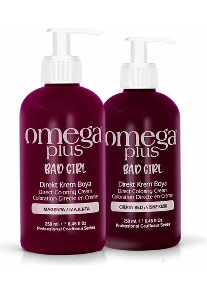 Omega Plus Bad Girl Majenta Vişne Kızılı Renkli Saç Boyası Seti 250ML 250ML OPBG03