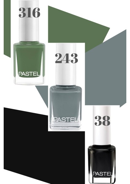 3’lü Set Pastel Oje 38 - Pastel Oje 243 - Pastel Oje 316 Nail Polish Kış Renkleri