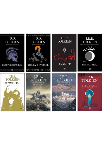 J. R. R. Tolkien Orta Dünya Seti 8 Kitap / Hurin'in Çocukları - Bitmemiş Öyküler - Hobbit - Roverandom - Silmarillion - Beren ile Luthien - Gondolin'in Düşüşü - Kullervo'nun Hikayesi