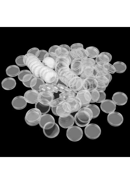 100X Yuvarlak Paralar Kaplar Temizle Paralar Kapsül Saklama Kutuları Tutucu 25MM