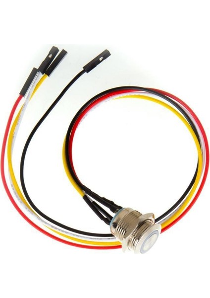 Metal Ledli Kasa Start Power Butonu Kablolu 60 cm 19 mm