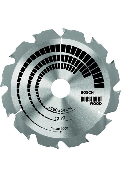 Daire Testere Bıçağı Şantiye İçin Construct Wood 190X30Mm 12 Diş