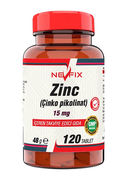 Zinc Çinko Pikolinat 15 Mg 120 Tablet