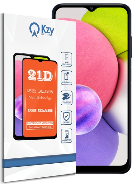 Samsung Galaxy A03S Tam Kaplayan 21D Temperli Ekran Koruyucu Cam fiyatları
