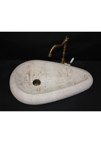Ham Traverten Çakıl Lavabo